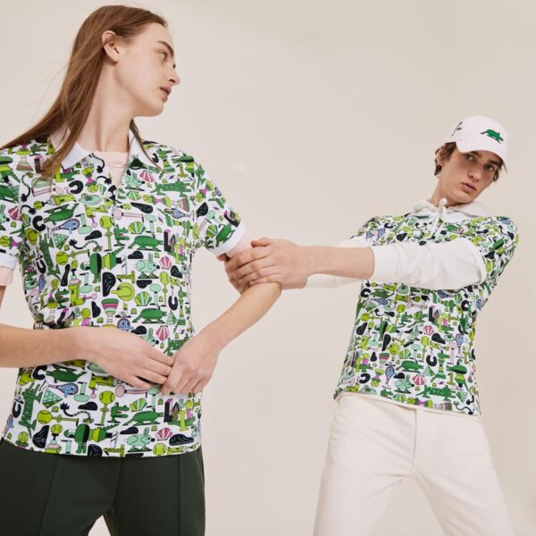 Polo piquê com estampa Lacoste X Jeremyville em verde - Image 4