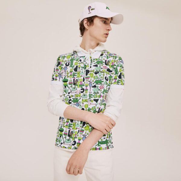 Polo piquê com estampa Lacoste X Jeremyville em verde - Image 3