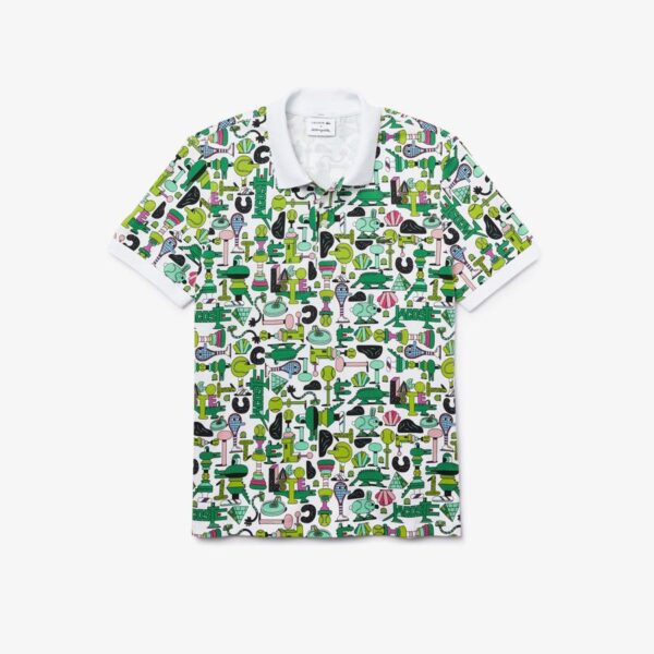 Polo piquê com estampa Lacoste X Jeremyville em verde