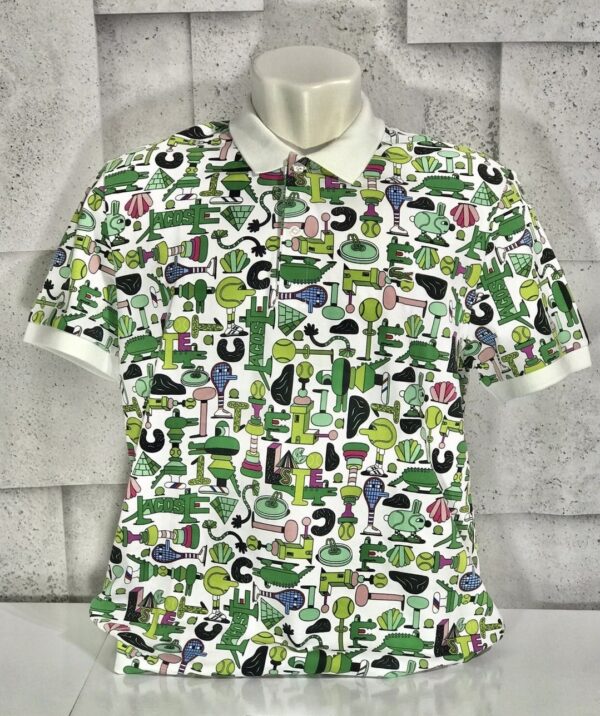 Polo piquê com estampa Lacoste X Jeremyville em verde - Image 9